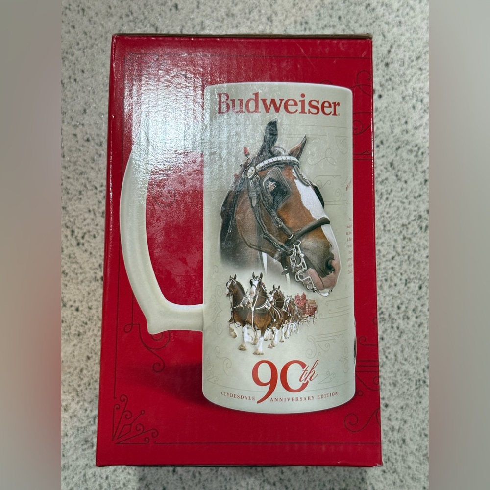 Budweiser 90th Anniversary 2023 Clydesdale Holiday Stein Clydesdale Anniversary